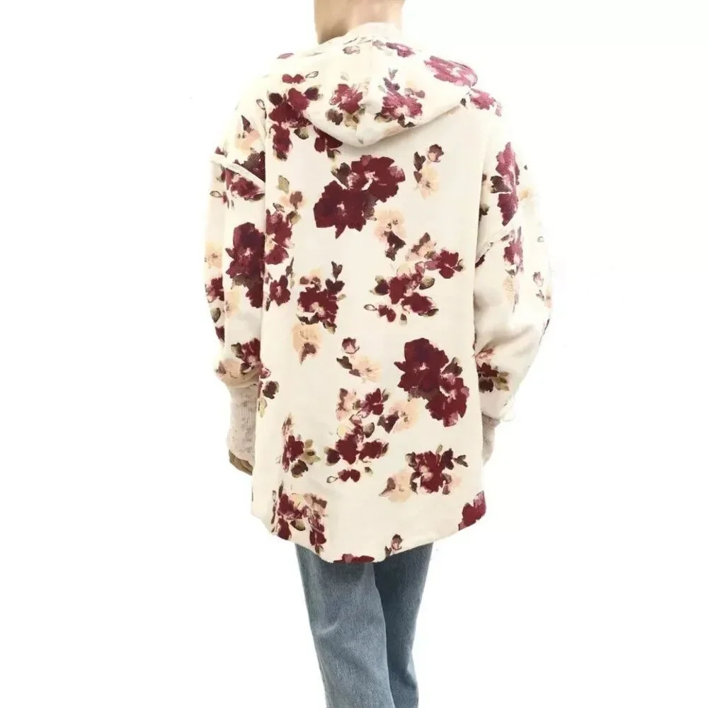 Free People Bali Bring Me Roses Sherpa Pullover Hoodie Top Sweatshirt S 277075